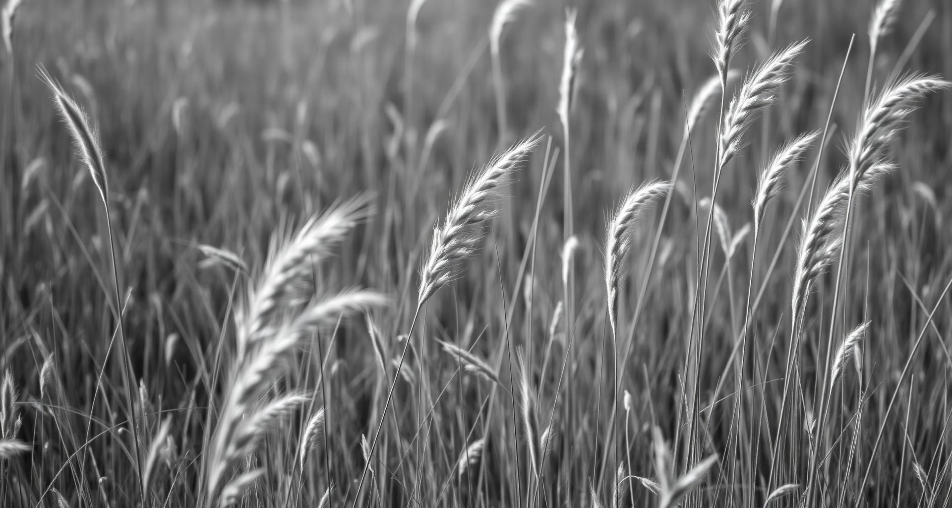 Monochrome photograph of a wild meadow